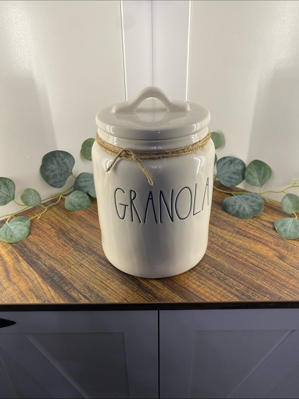 Rae Dunn Ceramic Granola Storage Jar in Cream